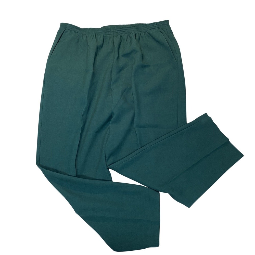 Alfred Dunner Pants Women 20W Teal Pull On Elastic Waist Straight Leg NWT